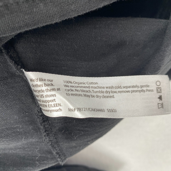 EILEEN FISHER Top M Slub Organic Cotton Jersey Scoop Neck Dolman Sleeve Black - Picture 9 of 12